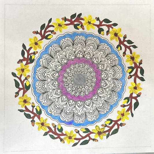 Floral Harmony Hand-Drawn Mandala Art