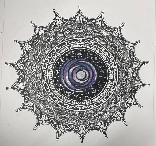 Cosmic Eye Mandala - Starry Spiral of Stillness